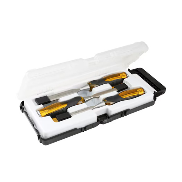 Coffret de 3 ciseaux à bois Fatmax Stanley - largeurs 10 - 15 - 20 mm avec protège-lames