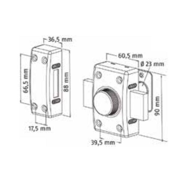 Verrou de porte à bouton avec cylindre européen 40 mm - Basik Abus Bronze - avec visserie 3 clés et cache de finition