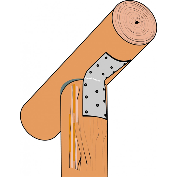 Équerre pour bois rond de 80 à 140 mm