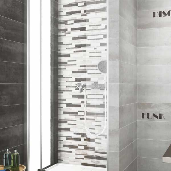 Carrelage imitation carreaux de ciment - Faïence salle de bain - Groove - 50,0 CM x 25,0 CM - ép. 8,50 MM - Antracita