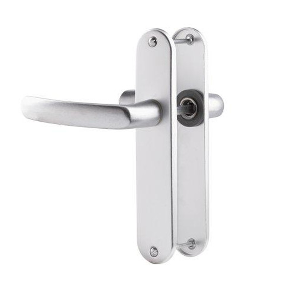 Ensemble poignée de porte à bec de cane Vachette Budget - argent - entraxe fixation 165 mm - carré 7 mm