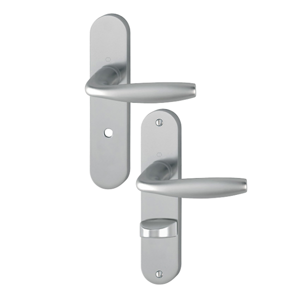 Poignée de porte clé à condamnation New York Hoppe - porte 40mm carré 7mm - Alu aspect inox