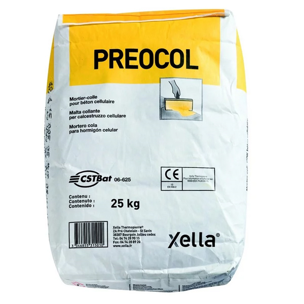 Mortier-colle Preocol pour béton cellulaire - Ytong - Sac de 25,0 KG