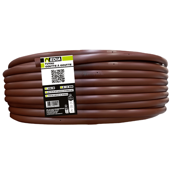 Tuyau goutte à goutte ⌀ 16 mm en couronne de 100 m - Espacement 33 cm - Débit par goutteur 2,3 L/h - installation uniquement en surface