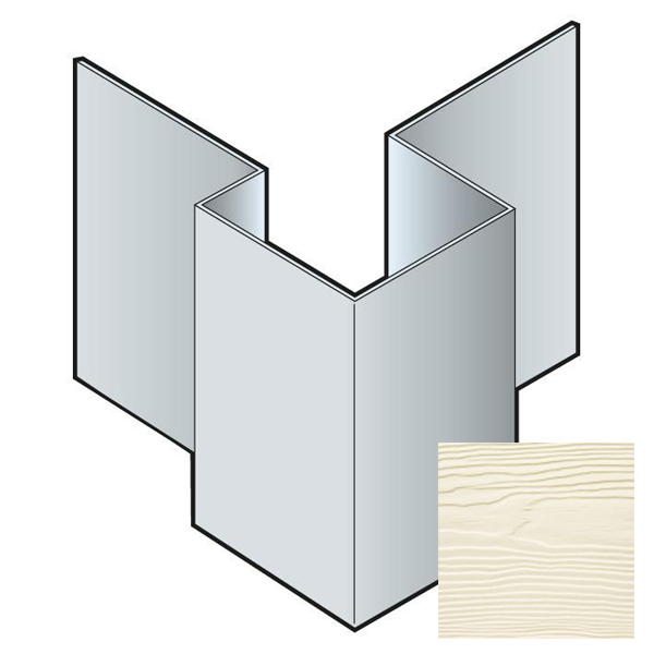 Profil d'angle extérieur asymétrique pour bardage Cedral Lap - Aluminium laqué Blanc crème C07 - longueur 3,00 M