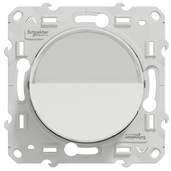 Poussoir avec porte-étiquette Schneider Odace à encastrer - support de fixation à visser - blanc - 10A 250V