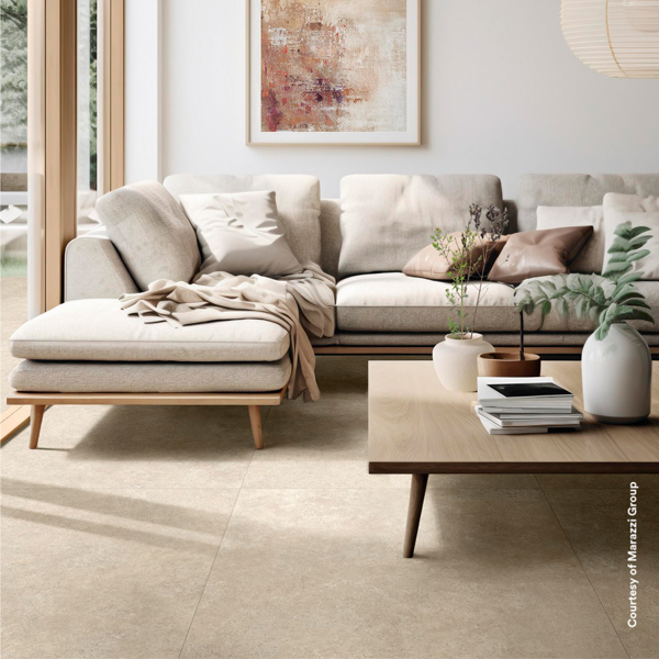 Carrelage intérieur effet pierre en grès cérame rectifié - Tiempo - 60,0 CM x 60,0 CM - ép. 8,50 MM - Beige