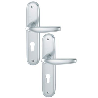 Poignée de porte clé en I - Atlanta Hoppe - porte 40-46 mm carré 7 mm - Alu aspect argent
