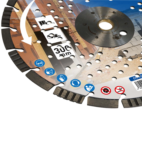 Disque diamant expert pour découpe matériaux durs Ø 300 mm - Obra - 20 segments - Alésage 25,4 mm