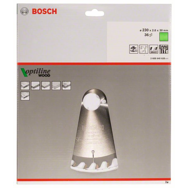 Lame scie circulaire Bosch Optiline Wood tout bois ⌀ 230 mm alésage 30 mm 36 dents 2,8 mm