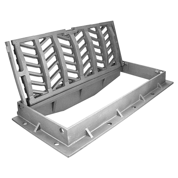 Grille d’avaloir Aquava articulée et cadre nervuré D400 trafic intense