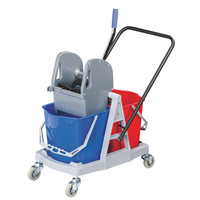 Chariot de lavage 2 seaux avec presse - Sur roulettes - Guidon réversible - Capacité 17,5 L