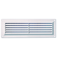Grille de ventilation à persiennes avec moustiquaire - rectangle 165 x 86 mm - Blanc
