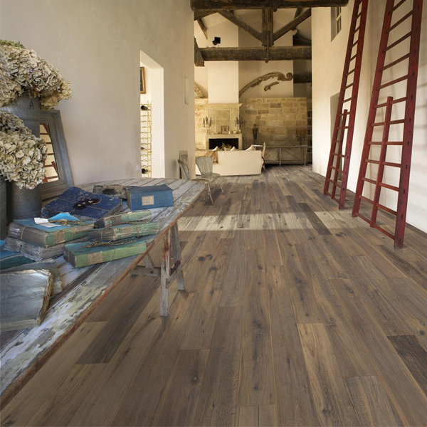 Parquet contrecollé à 3 plis Artisan Chêne Concrète raboté à la main - 1900,0 MM x 190 MM - ép. 15,00 MM