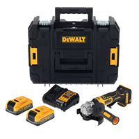 Meuleuse d'angle sans fil 18V 125 mm - DCG404S2T-QW Dewalt - En coffret avec 2 batteries 3,5 Ah Powerstack et chargeur