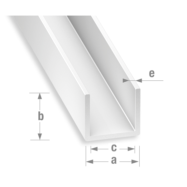 Profilé U en PVC blanc CQFD - largeur 12 mm - hauteur 10 mm - longueur 1 m