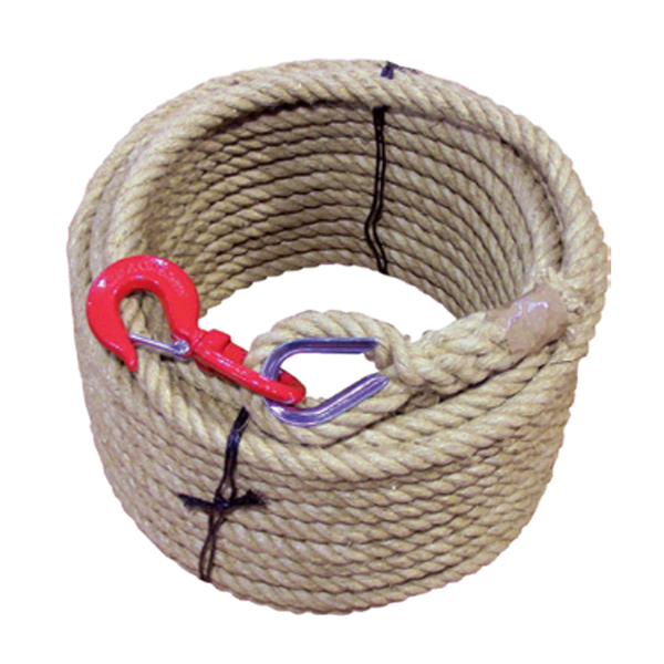 Corde poulie chanvre crochet sécurité diamètre Ø 20/22 mm longueur 20 m