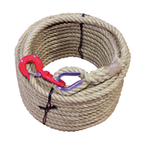 Corde à poulie en chanvre avec crochet de sécurité - Diamètre Ø 20/22 mm - Longueur 20 m