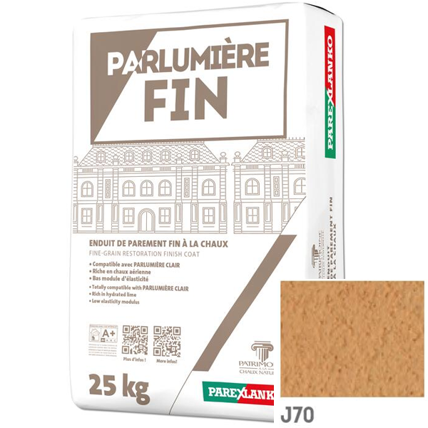 Enduit de parement à la chaux à grain fin Parexlanko Parlumière - J70 Jaune ocre - Sac de 25 KG