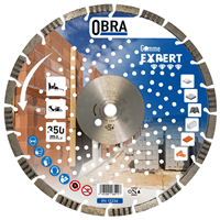 Disque diamant expert pour découpe matériaux durs Ø 350 mm - Obra - 24 segments - Alésage 25,4 mm