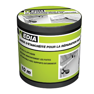 Bande d'étanchéité à l'eau autocollante Edia pour toiture 15 cm x 10 m couleur gris