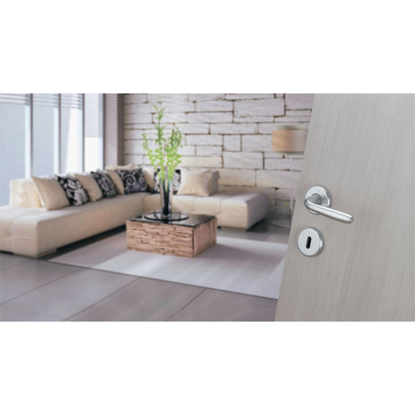 Ensemble sur rosace clé en I Maribor Hoppe Alu finition chromé mat pour porte de 37 - 47 mm