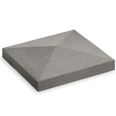 Chapeau de pilier à pointe de diamant en béton décoratif - Gris - 40,0 cm x 40,0 cm - ép. 9,00 cm