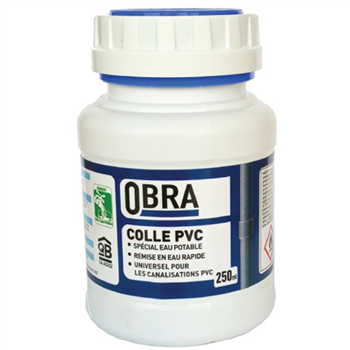 Colle PVC rigide spéciale eau potable Obra pour assemblage de canalisation et raccord - pot de 250 MLT