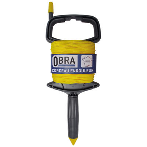 Enrouleur de cordeau Obra longueur 100m diamètre 1,5mm couleur jaune