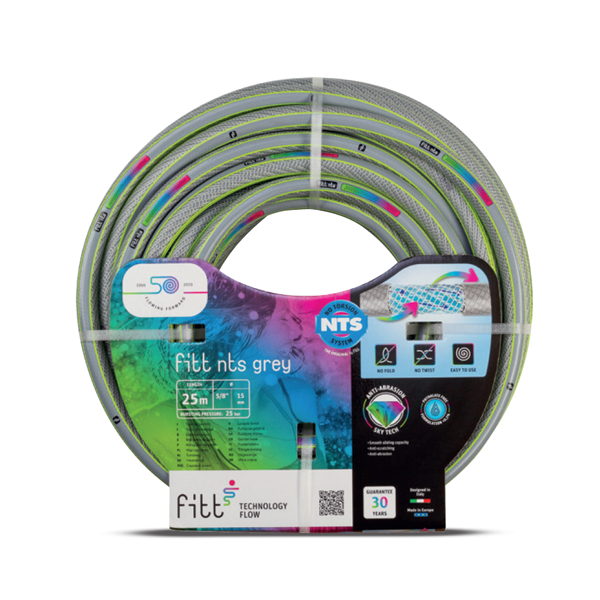 Tuyau d'arrosage NTS Grey - Fitt - Diamètre 15 mm - Longueur 25 mètres - Gris