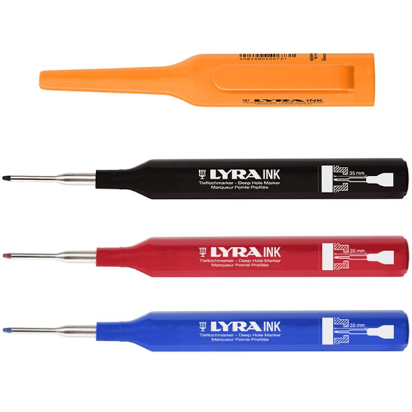 Marqueur permanent Rouge avec pointe profilée pour trous profonds et accès difficiles - Lyra INK