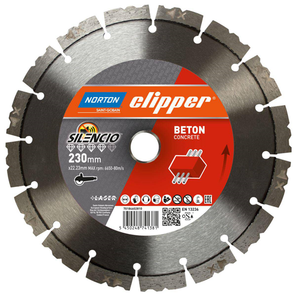 Disque diamant pour béton ⌀ 350 mm - Pro Beton Silencio - Alésage 25,40 mm - 23 segments
