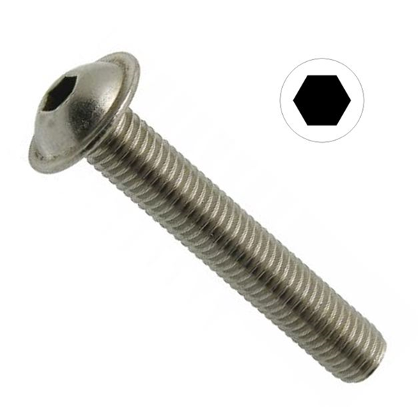 Vis à métaux tête bombée à embase six pans creux Inox A2 M8x30 - boîte de 100