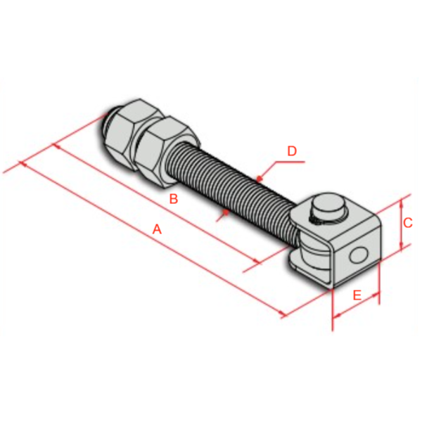 Gond réglable à visser M18 avec chape pour portail battant - Vantail de 150 Kg - Acier zingué - Lot de 2