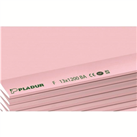 Plaque de plâtre haute résistance au feu - Pladur Feu F BA13 - 2,60 M x 1,20 M - ép. 13,0 MM