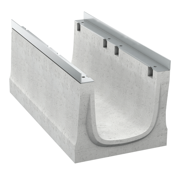 Caniveau en béton C40/50 avec feuillures acier galvanisé et grille fonte D400 - BRICOsir - DN 320 - 500 mm