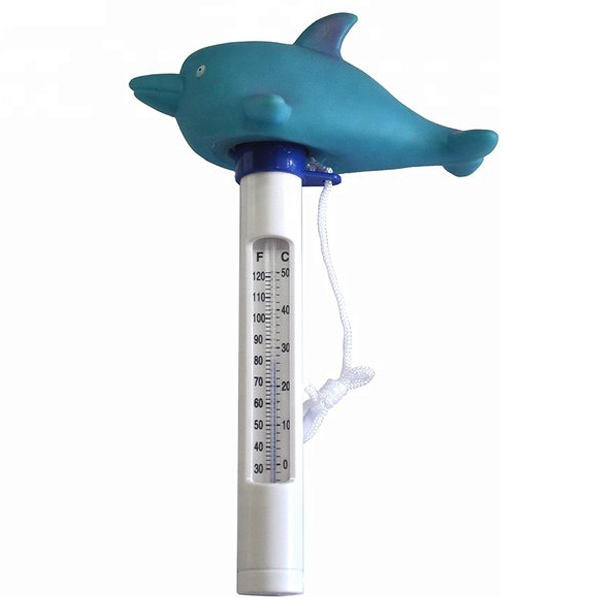 Thermomètre flottant dauphin bleu pour piscines et spas - Astralpool - longueur 16 cm