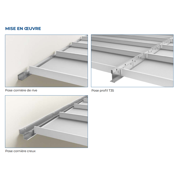 Bac autoportant SG2 à bord jointif pour plafond démontable - acier blanc - 1800,0 MM x 300 MM x 35,0 MM
