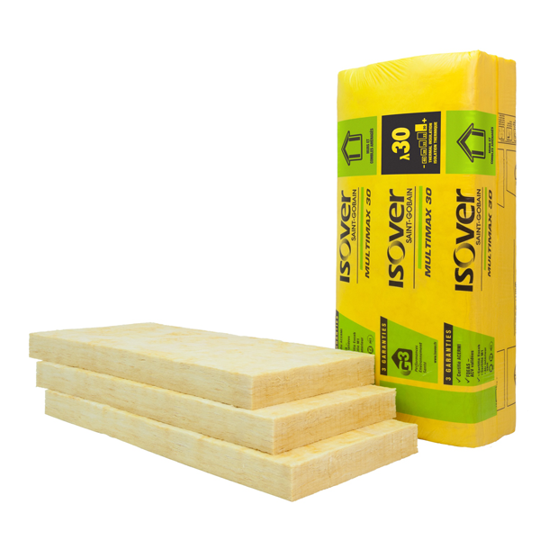 Panneau laine de verre pour murs et points singuliers - Multimax 30 Nu Isover - R=1,00 m².K/W - 1,35 M x 0,60 M - ép.30 MM