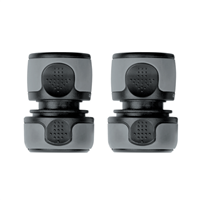 Raccords automatiques rapides pour tuyaux arrosage - Ø 19 mm - Fitt - Bi-matière noir - Lot de 2