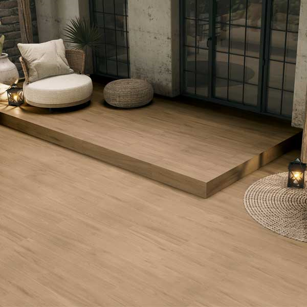 Carrelage extérieur imitation bois Roble en grès cérame émaillé – 120 x 23.3 cm – ép. 8.7 mm - Nook