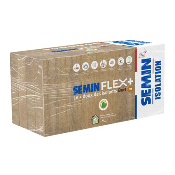 Panneau fibre de bois pour isolation mur intérieur entre ossature bois - Semin Flex+ - R 4,00 m².K/W - 1,22 M x 0,57 M - ép. 145 MM