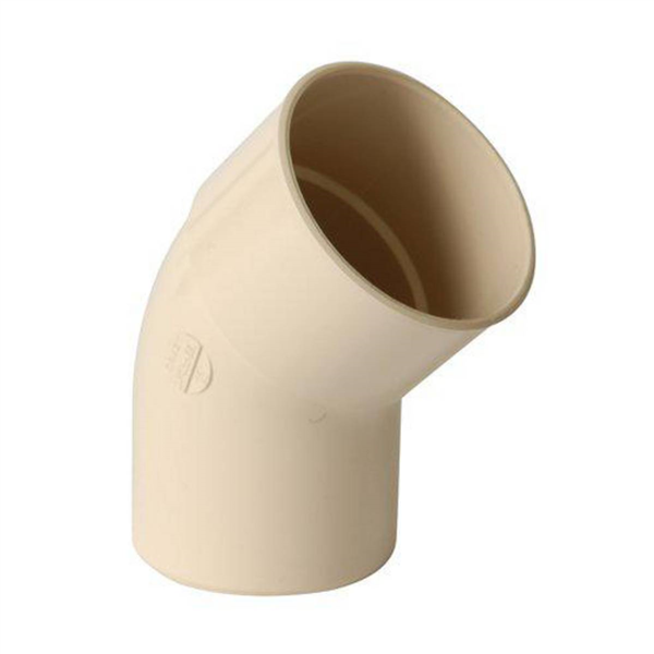 Coude cylindrique mâle-femelle Nicoll pour tube de descente - Angle  45° - Diamètre 80mm - Techtan Sable