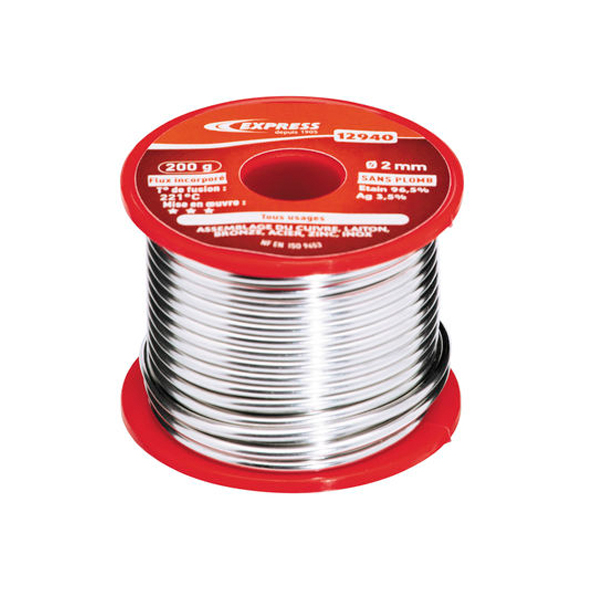 Soudure étain Express 12940 - Diamètre 2 mm 200 g 96,5% Étain