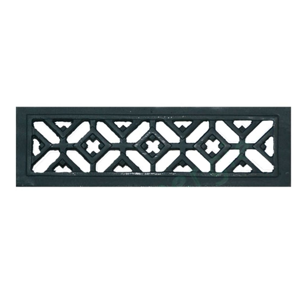 Grille d'aération en fonte noire - Autogyre - Pose encastrée - encastrement 220 x 60 mm - façade 230 x 70 mm