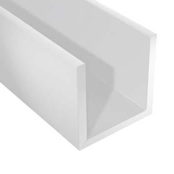 Profilé U en PVC blanc CQFD - largeur 18 mm - hauteur 10 mm - longueur 2.6 m