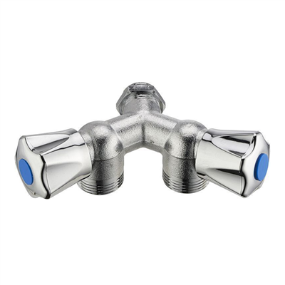 Robinet double en Y machine à laver - M 20 x 27 - Raccord M15 x 21 - Laiton