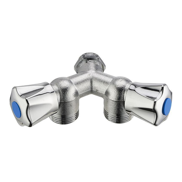Robinet double en Y machine à laver - M 20 x 27 - Raccord M15 x 21 - Laiton