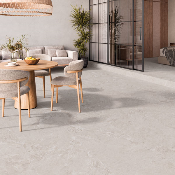 Carrelage extérieur antidérapant effet pierre en grès cérame émaillé - Eternity Grip - 37,5 x 75,5 cm - Pearl