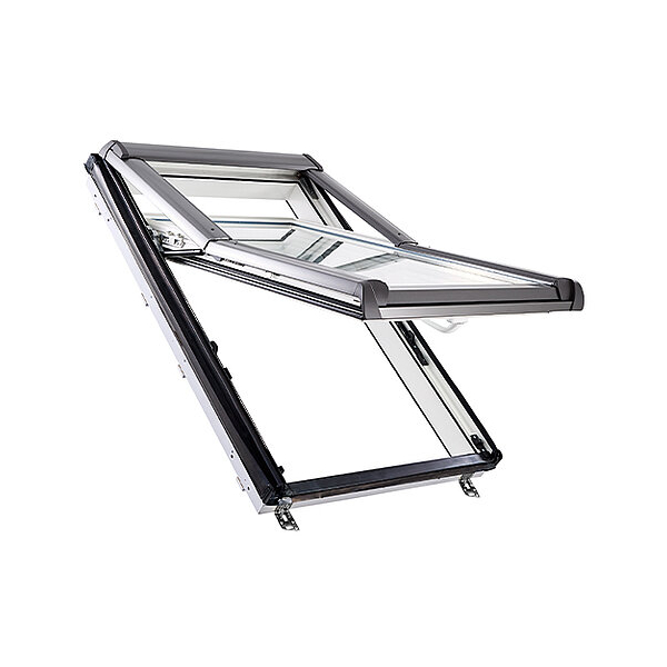 Fenêtre de toit Roto 114,00 cm x 118,00 cm en PVC - Designo R7 - Ouverture à projection 38° - Double vitrage